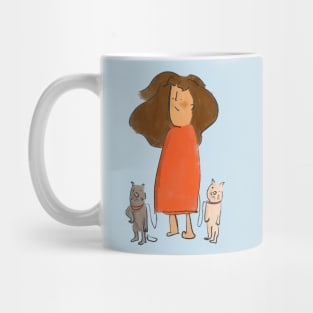 Cat Lady with two cats Mug